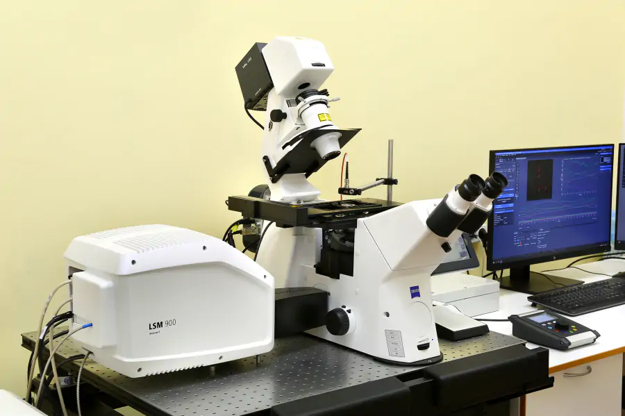 Лаборатория конфокальной микроскопии:
Конфокальный микроскоп ZEISS LSM 900 с системой Airyscan 2 (Carl Zeiss AG, Германия)