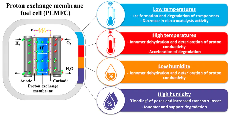 Development and research of a fuel cell with a proton exchange membrane for operation at subzero temperatures